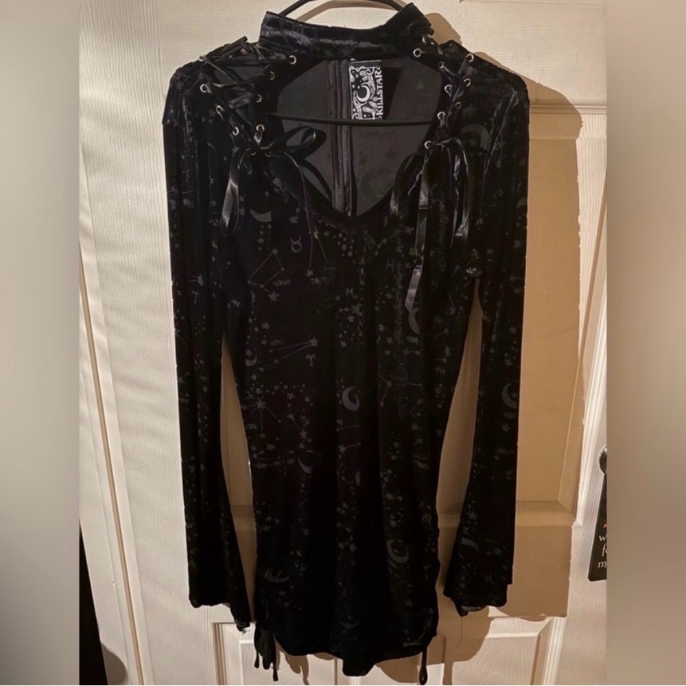 Killstar constellation/horoscope flared sleeve dress.